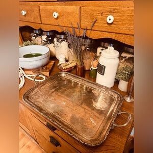 Vintage Large Butler Silver Serving Tray